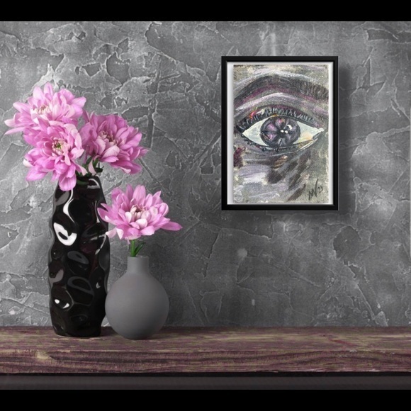 Eye Painting Portrait Original Art Pop Artwork Canvas Painting Small Acrylic Wal - Picture 10 of 11